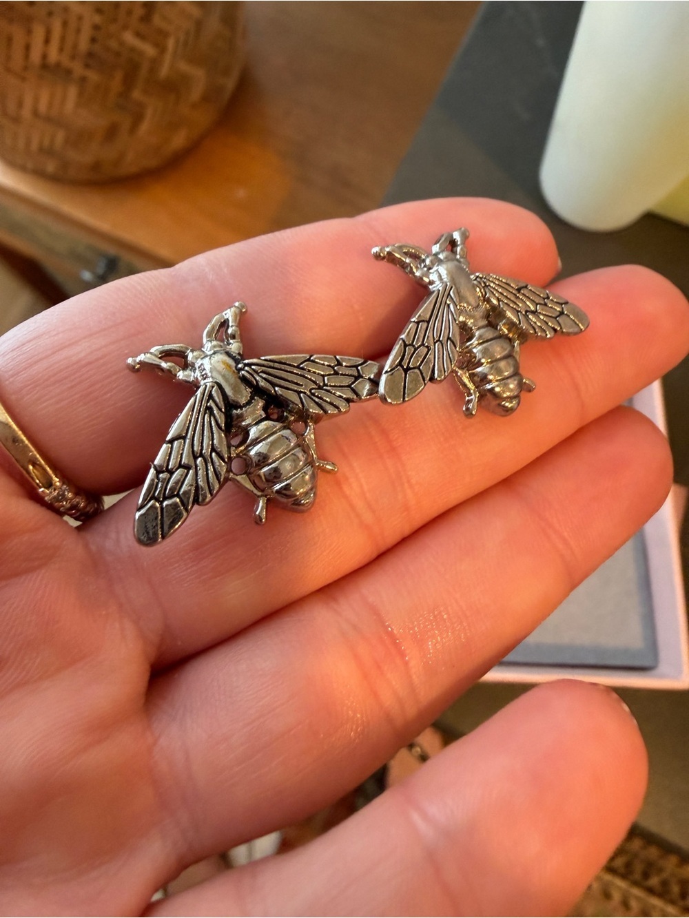 Set of Two Silver Bee Lapel pins- Women's Jewelry